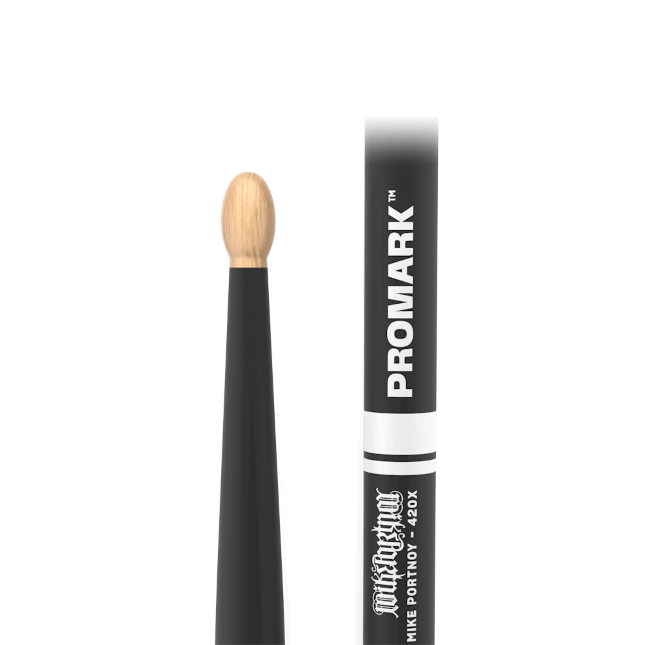 Mike Portnoy 420X ActiveGrip Hickory Drumstick, Wood Tip