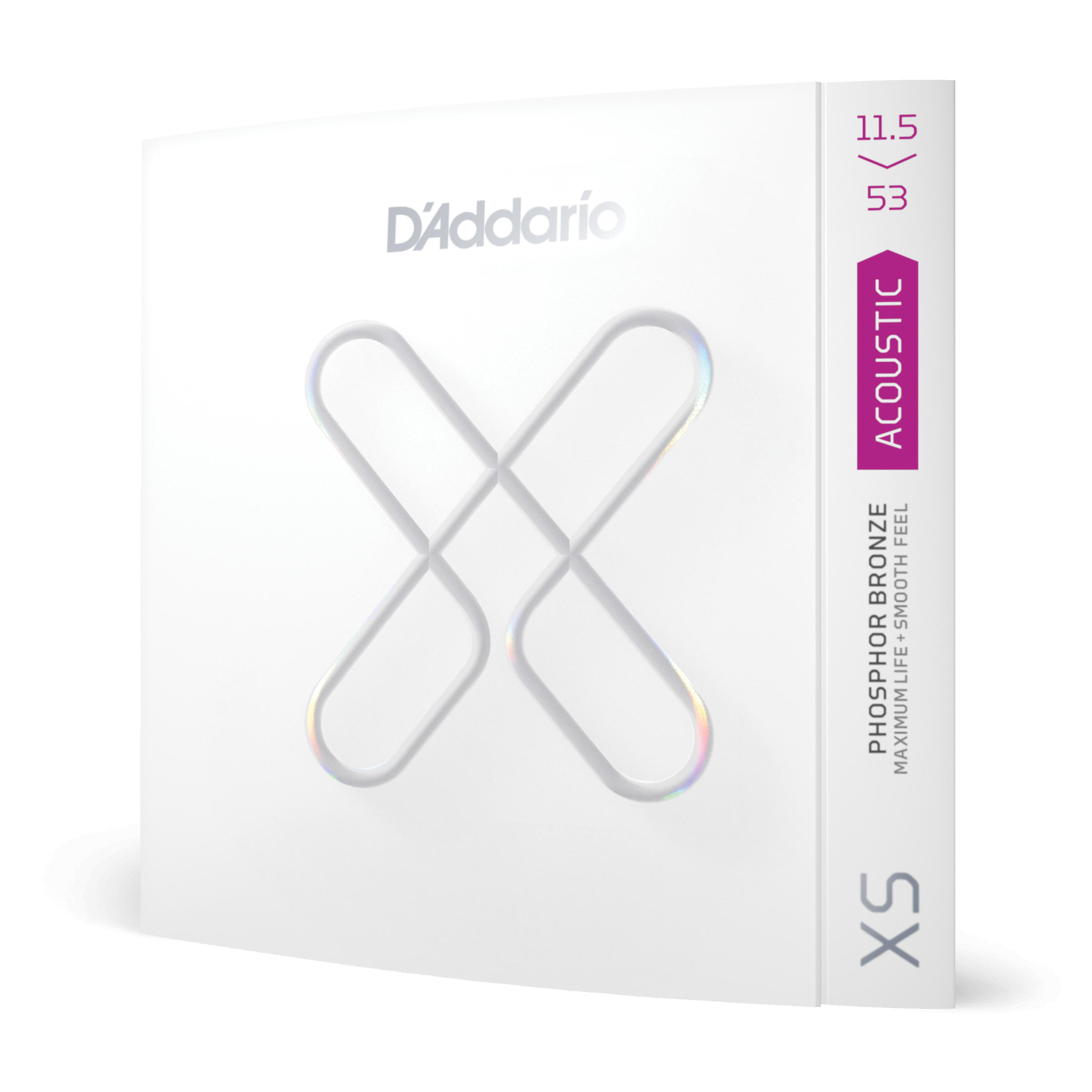 D'Addario XSAPB11553 XS Phosphor Bronze Acoustic Guitar Strings, Custom Light Plus, 11.5-53